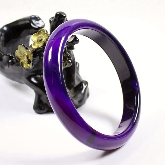 Flashy Natural Agate Chalcedony 65mm Hand Carved Purple Bangle Gemstone … - Picture 4 of 4